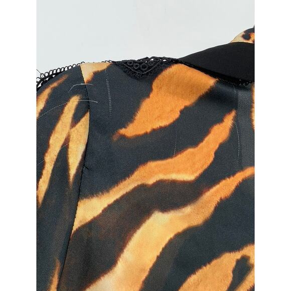 GENESE Women's Black-Brown Animal Print Long Sleeve Button-Up Top SZ 2 - Picture 6 of 13